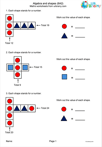 Algebra and Shapes Worksheet